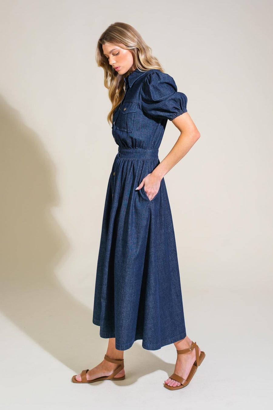 GET THE LOOK DENIM MIDI DRESS - Glamourous Grace