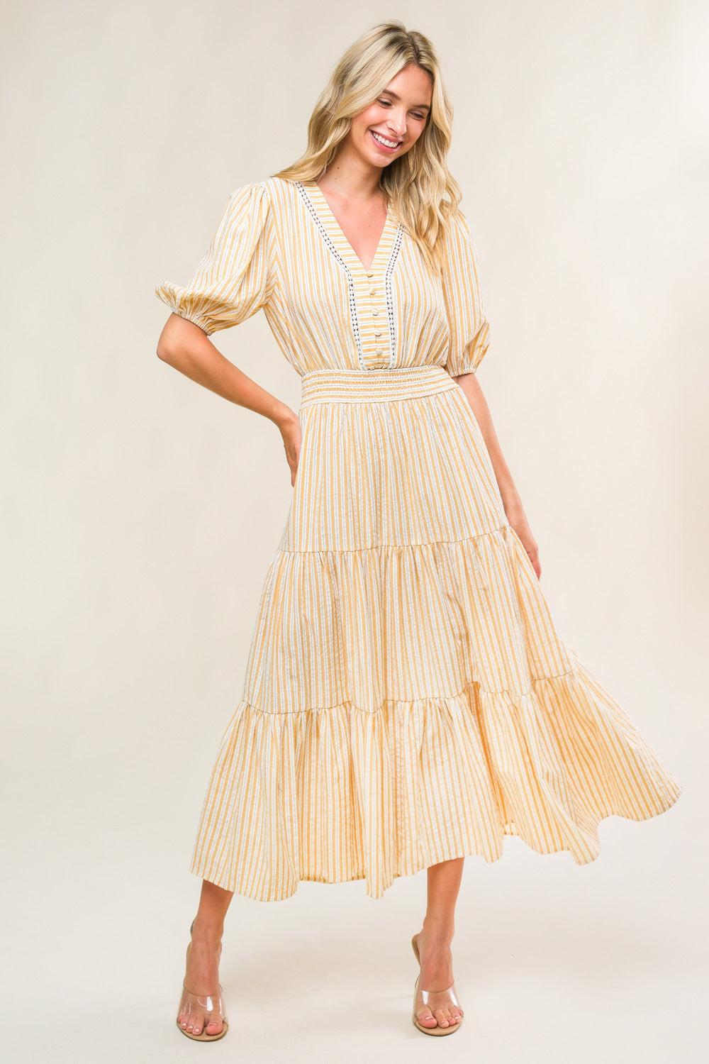 WITH THE GIRLS WOVEN MIDI DRESS - Glamourous Grace