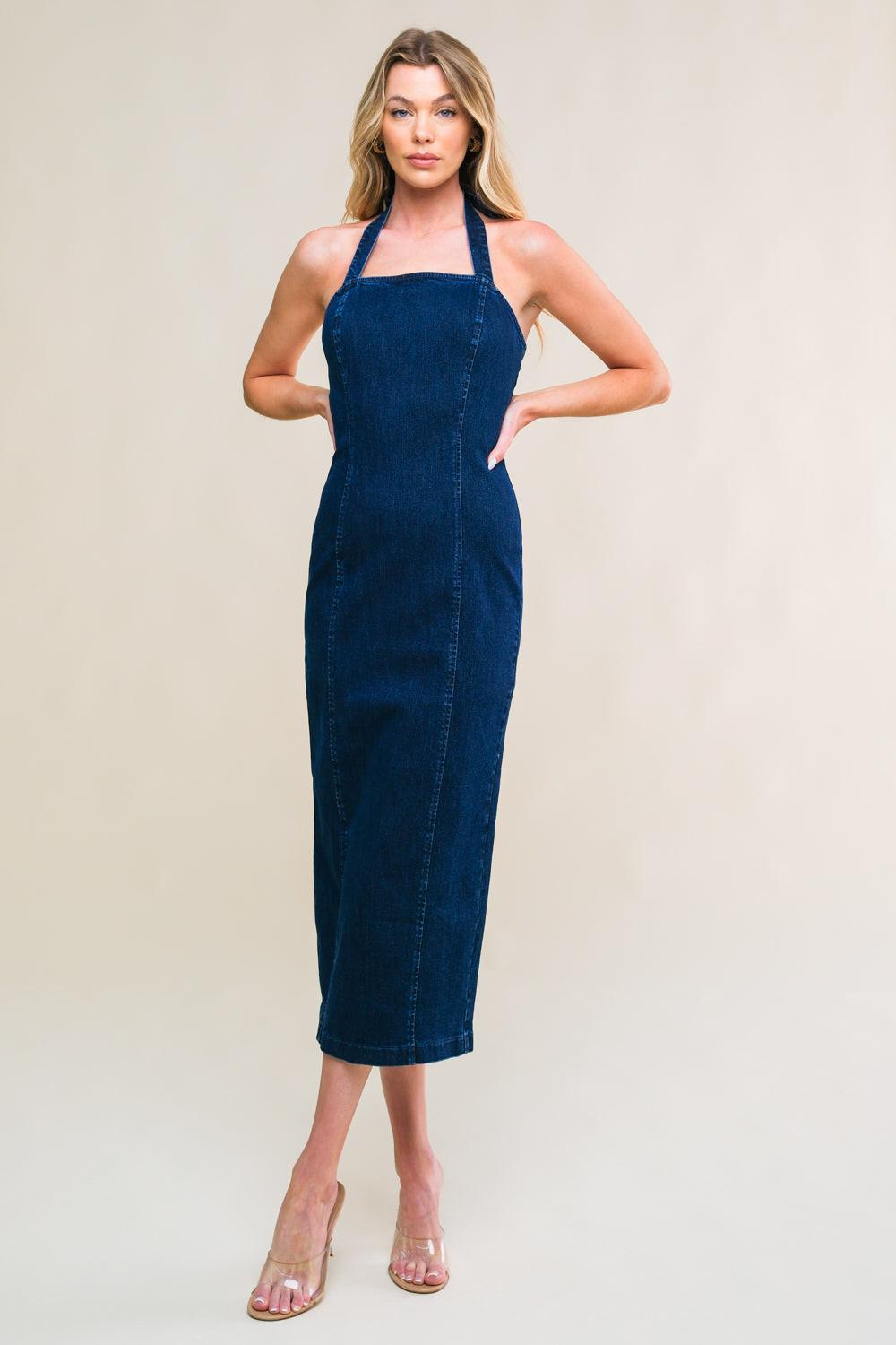 SO QUINTESSENTIAL DENIM MIDI DRESS - Glamourous Grace