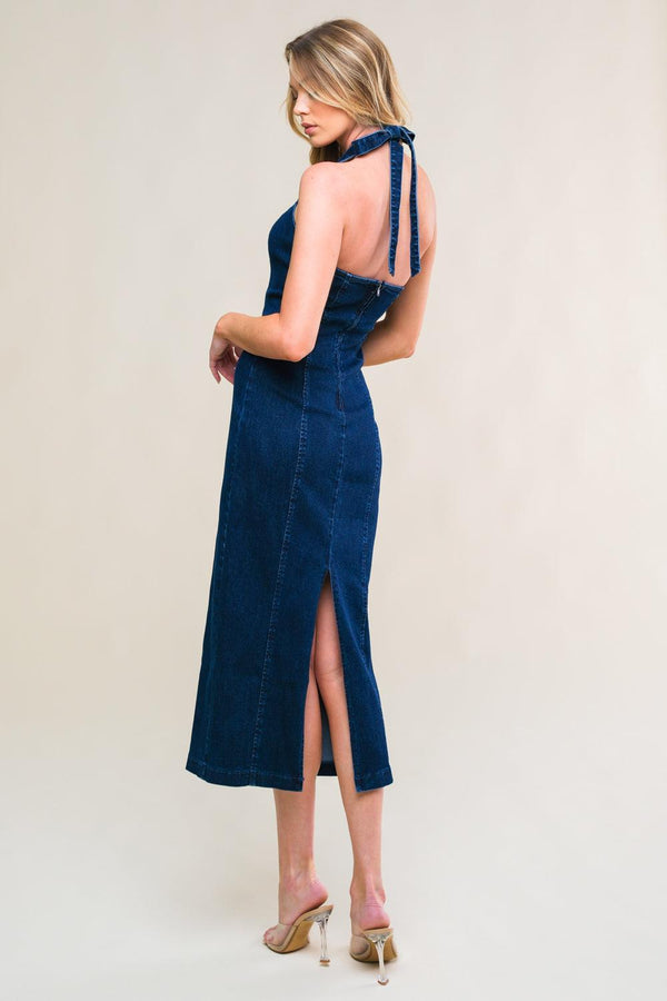 SO QUINTESSENTIAL DENIM MIDI DRESS - Glamourous Grace