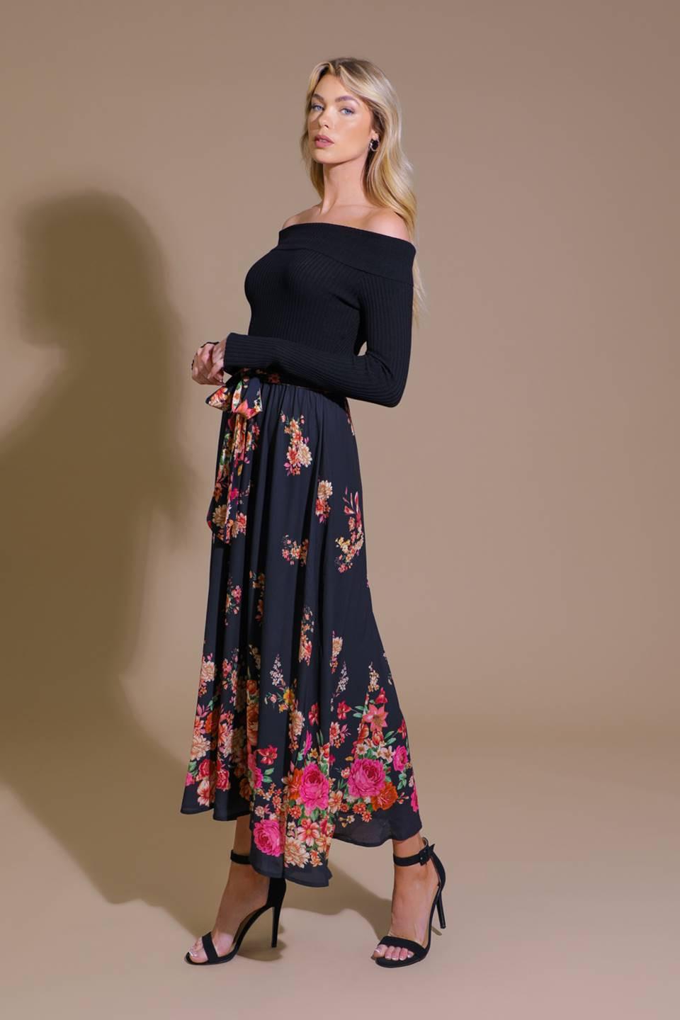 MORNING SONG SWEATER  WOVEN MIDI DRESS - Glamourous Grace