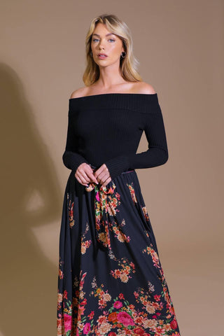 MORNING SONG SWEATER  WOVEN MIDI DRESS - Glamourous Grace