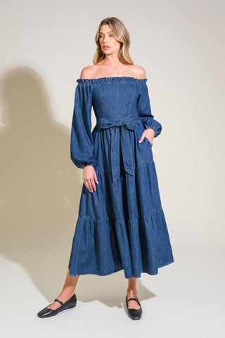 ARTISTIC IMPULSE DENIM MIDI DRESS - Glamourous Grace