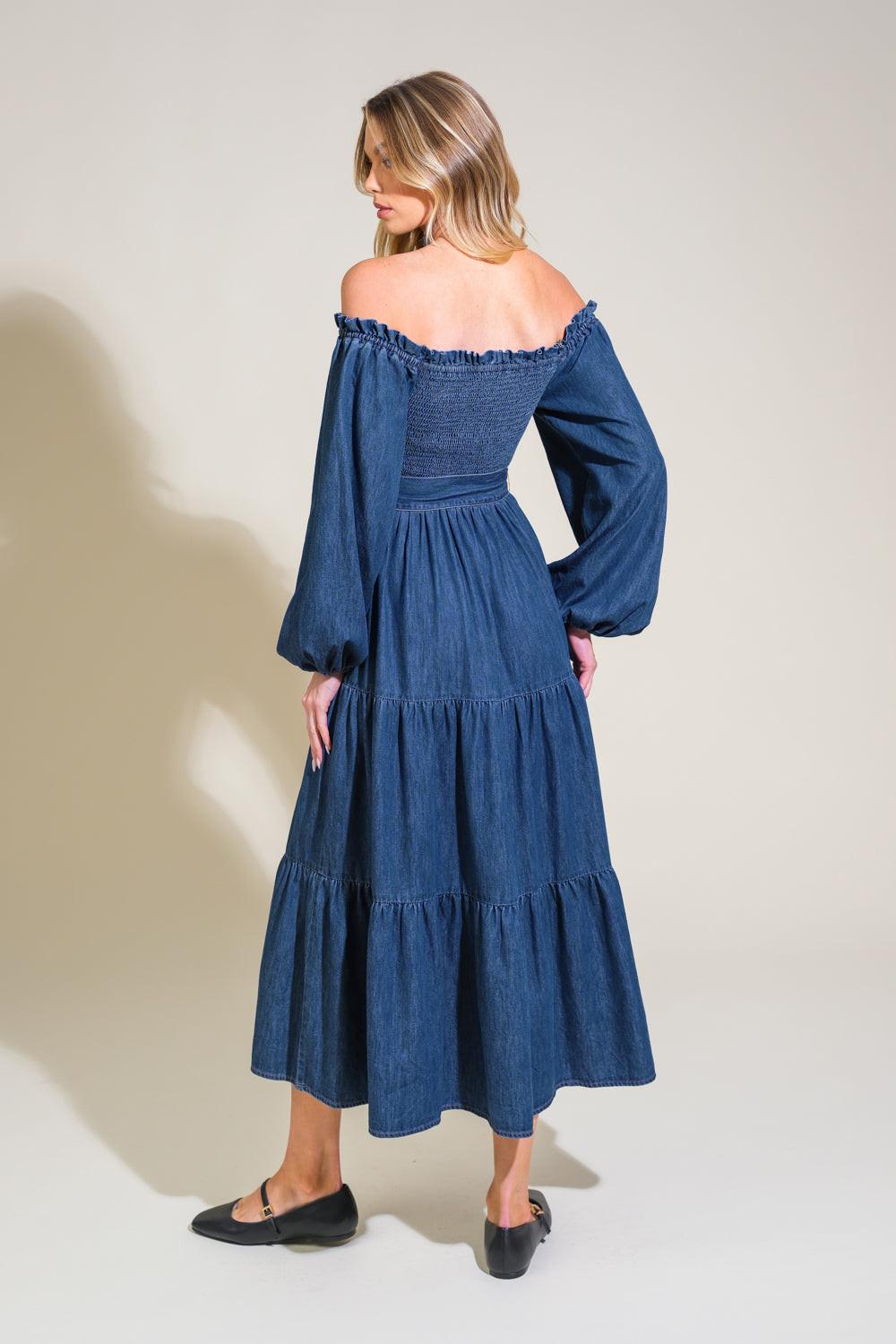 ARTISTIC IMPULSE DENIM MIDI DRESS - Glamourous Grace