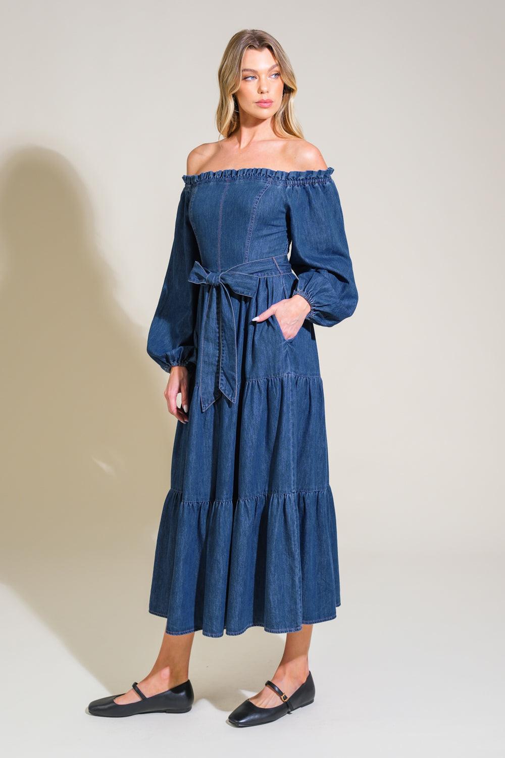 ARTISTIC IMPULSE DENIM MIDI DRESS - Glamourous Grace