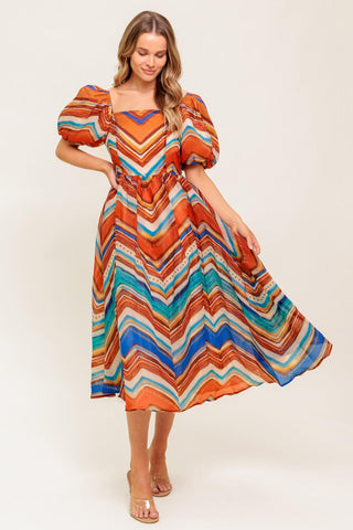 BRIGHT PERSONALITY WOVEN MIDI DRESS - Glamourous Grace
