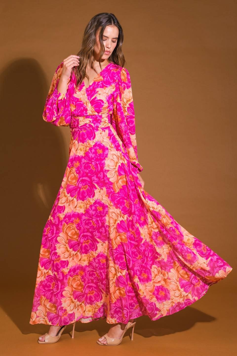 CUNNINGHAM FLORALS WOVEN MAXI DRESS - Glamourous Grace