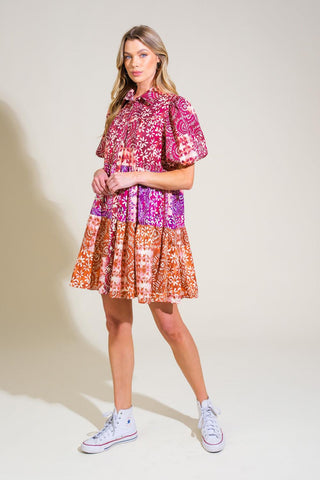 KEEP IT INTERESTING WOVEN MINI DRESS - Glamourous Grace