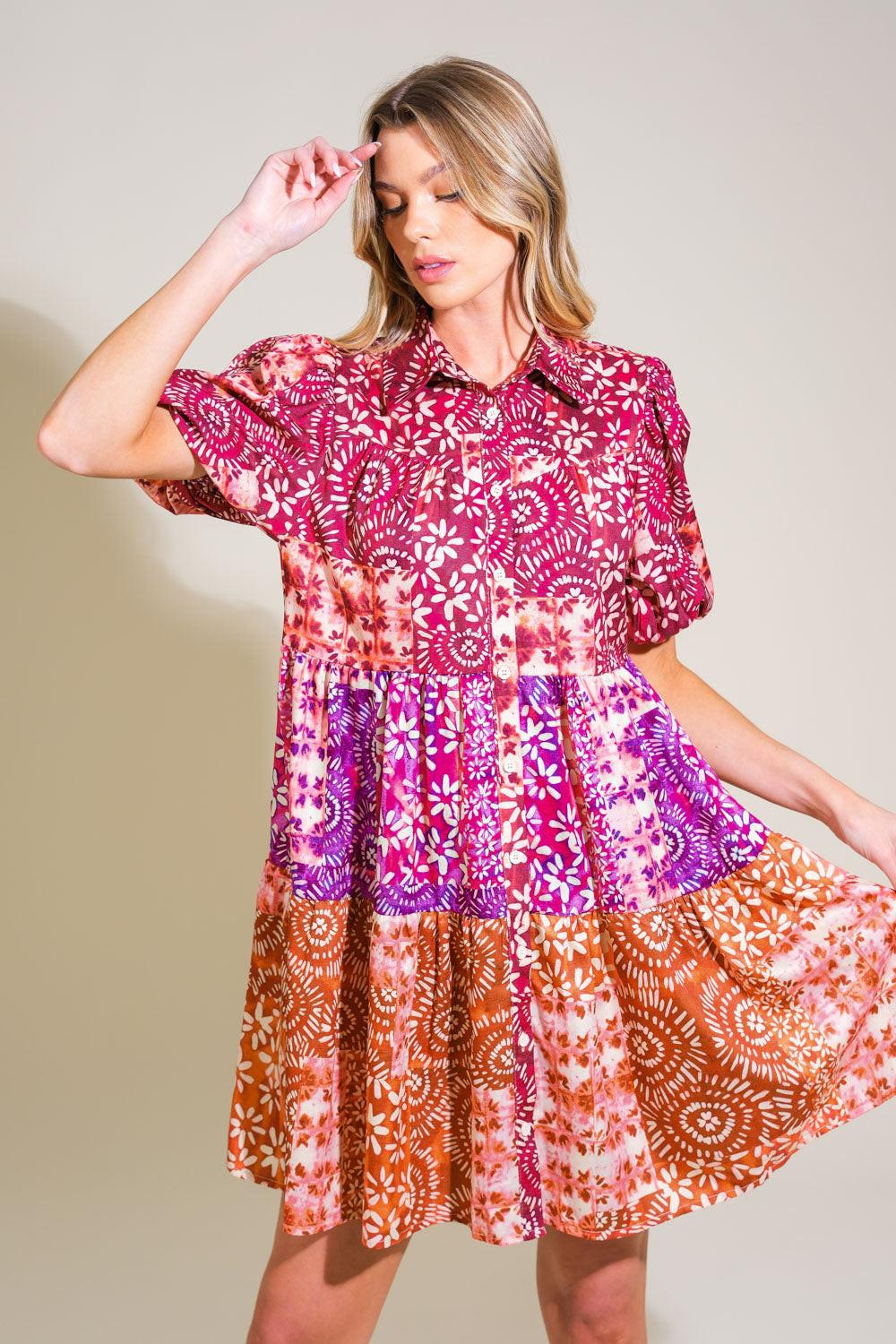 KEEP IT INTERESTING WOVEN MINI DRESS - Glamourous Grace