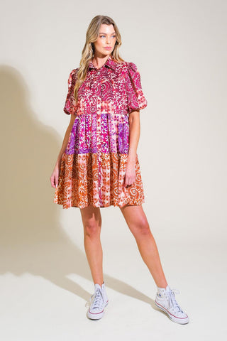 KEEP IT INTERESTING WOVEN MINI DRESS - Glamourous Grace