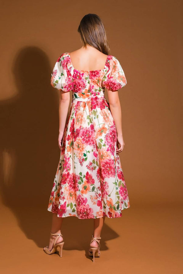FLORAL REVERIE WOVEN MIDI DRESS - Glamourous Grace