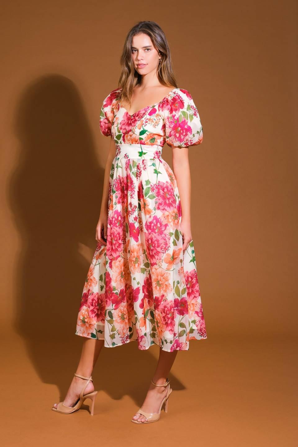 FLORAL REVERIE WOVEN MIDI DRESS - Glamourous Grace