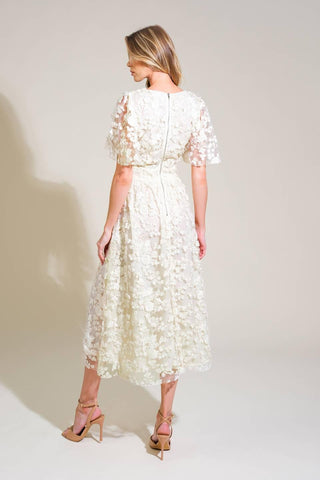 DREAMY BLOSSOM WOVEN LACE MIDI DRESS - Glamourous Grace