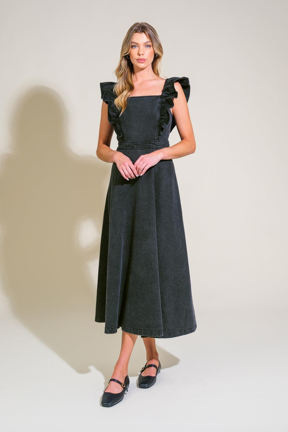 TIMELESS CHARM DENIM MIDI DRESS - Glamourous Grace