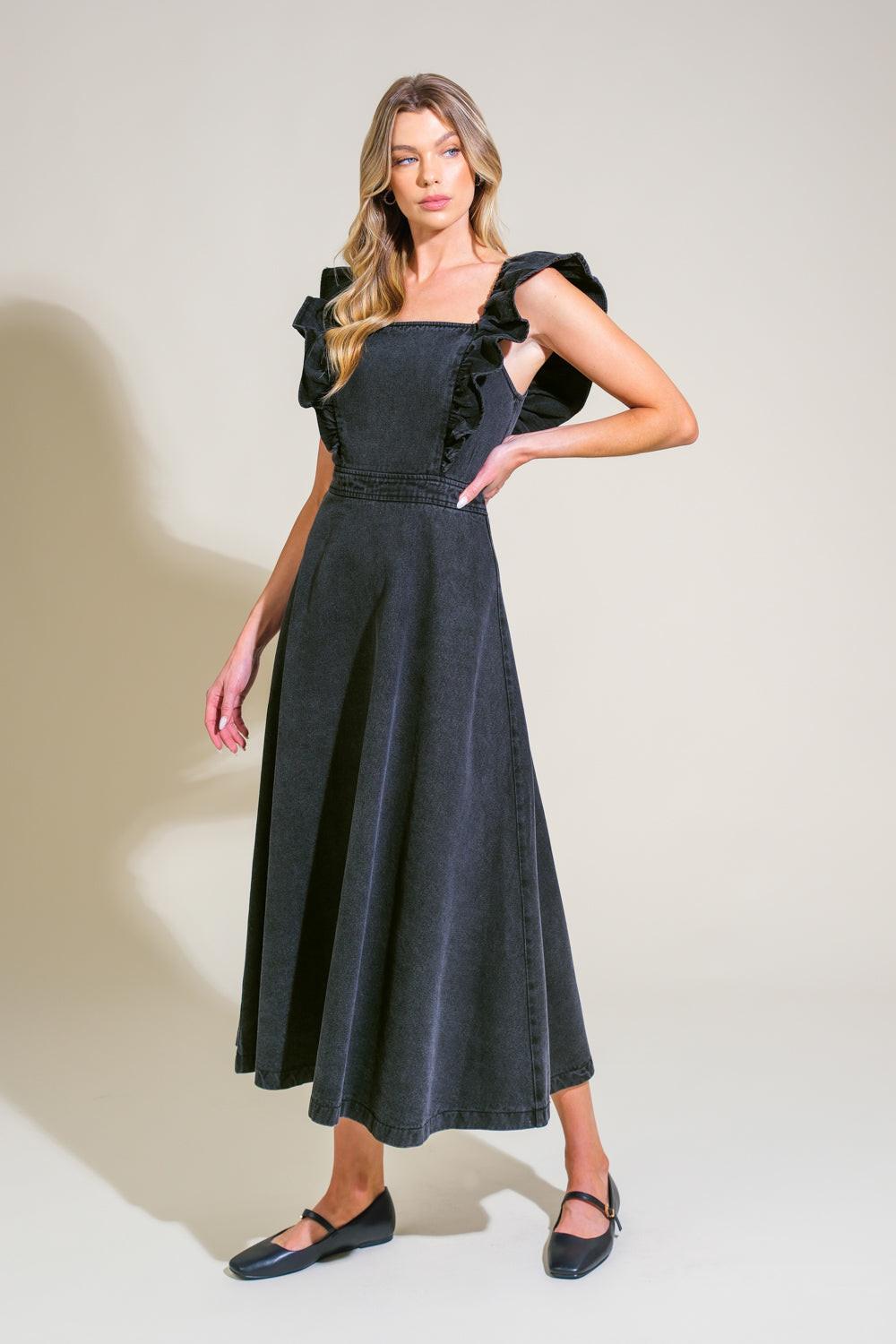 TIMELESS CHARM DENIM MIDI DRESS - Glamourous Grace