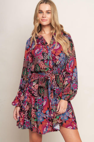 FLORAL BLISS WOVEN MINI DRESS - Glamourous Grace