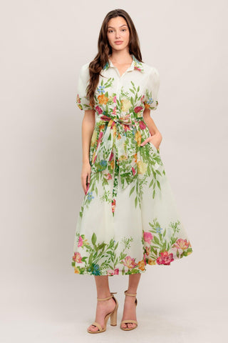 FRESH BLOSSOM IVORY WOVEN MIDI DRESS - Glamourous Grace