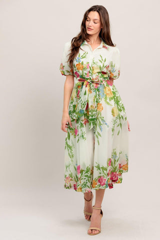 FRESH BLOSSOM IVORY WOVEN MIDI DRESS - Glamourous Grace