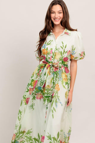FRESH BLOSSOM IVORY WOVEN MIDI DRESS - Glamourous Grace