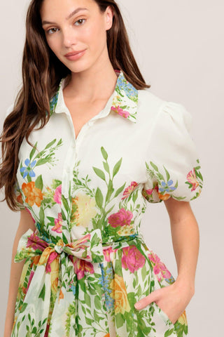 FRESH BLOSSOM IVORY WOVEN MIDI DRESS - Glamourous Grace