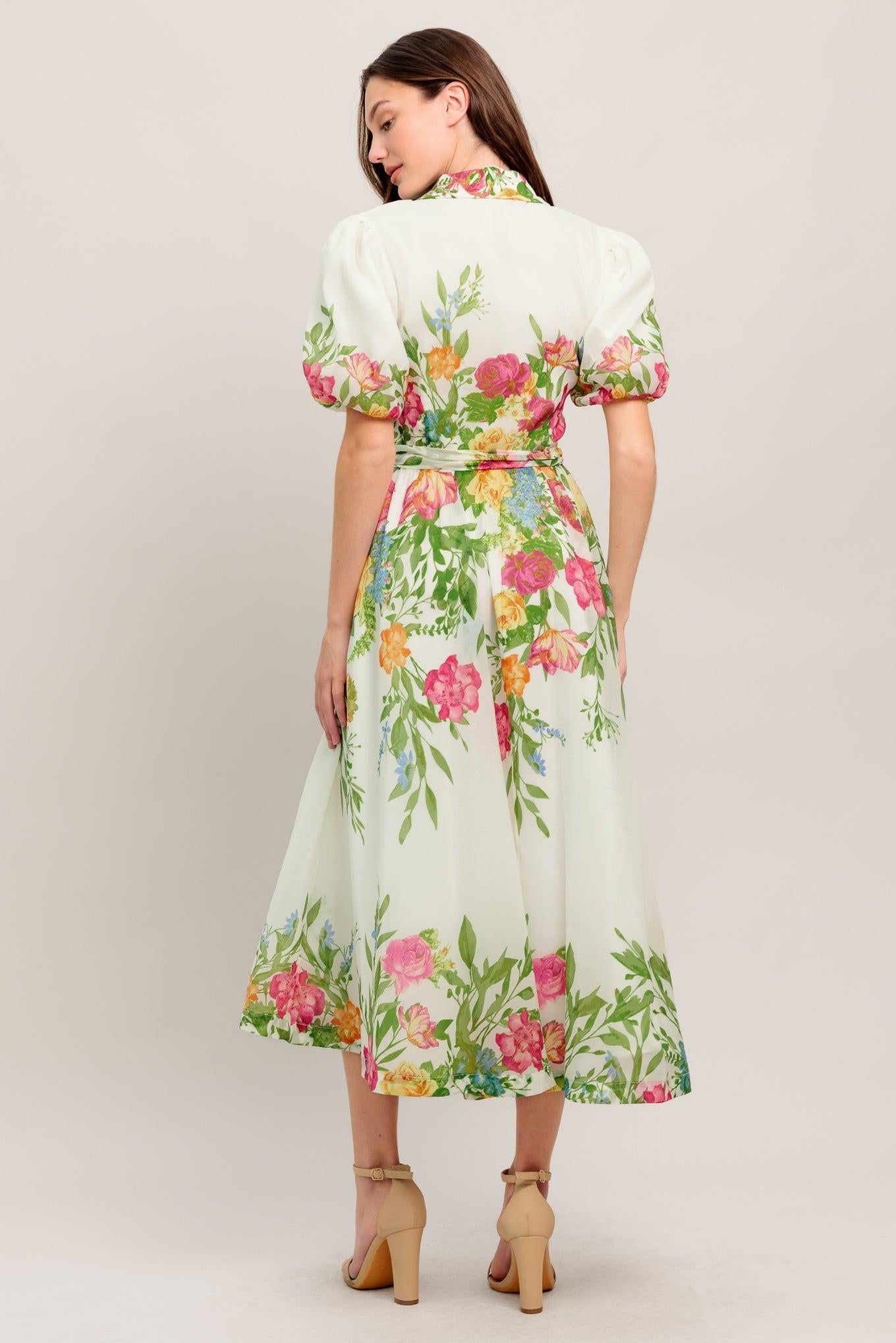 FRESH BLOSSOM IVORY WOVEN MIDI DRESS - Glamourous Grace