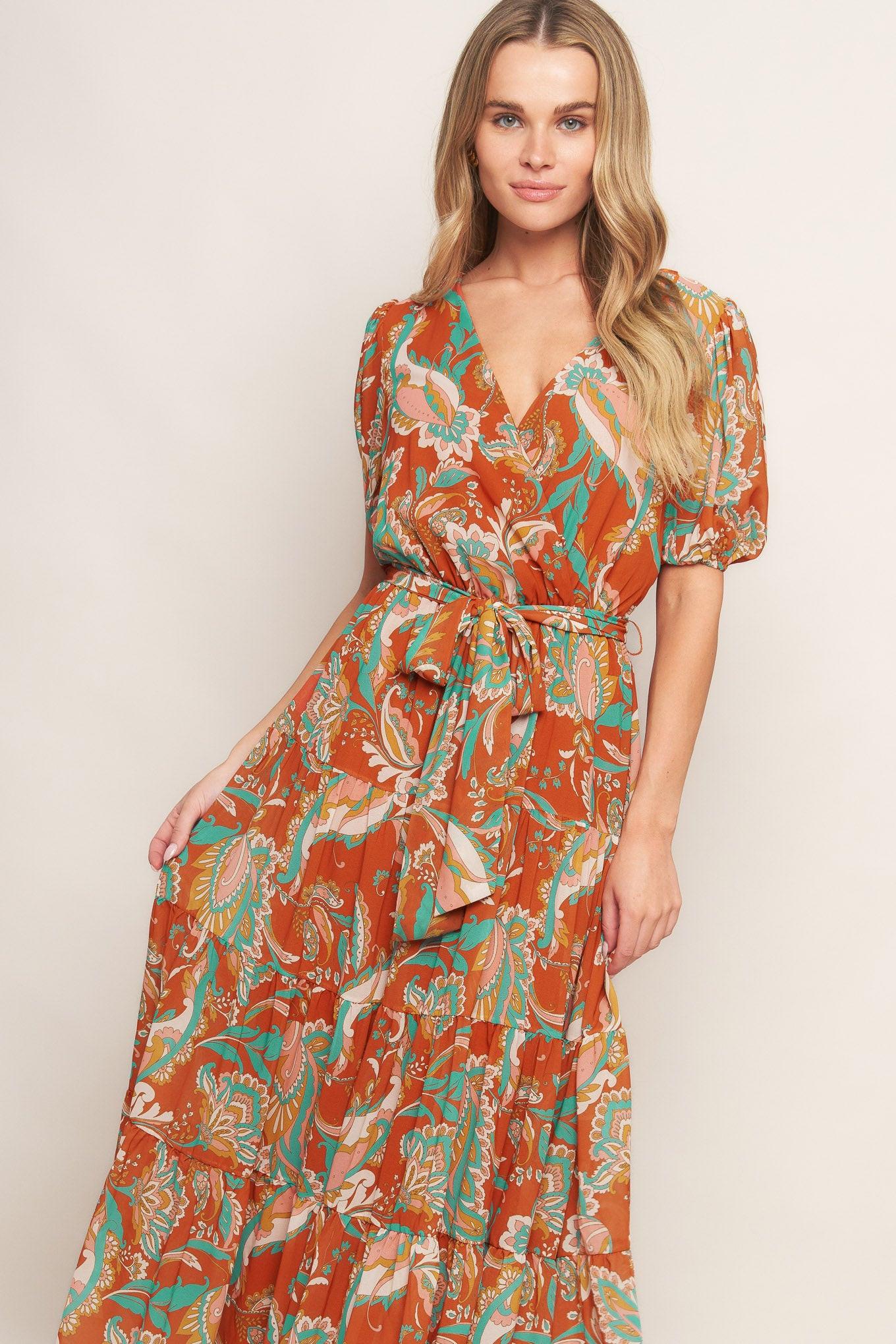 CAN'T LIVE WITHOUT RUST WOVEN MIDI DRESS - Glamourous Grace