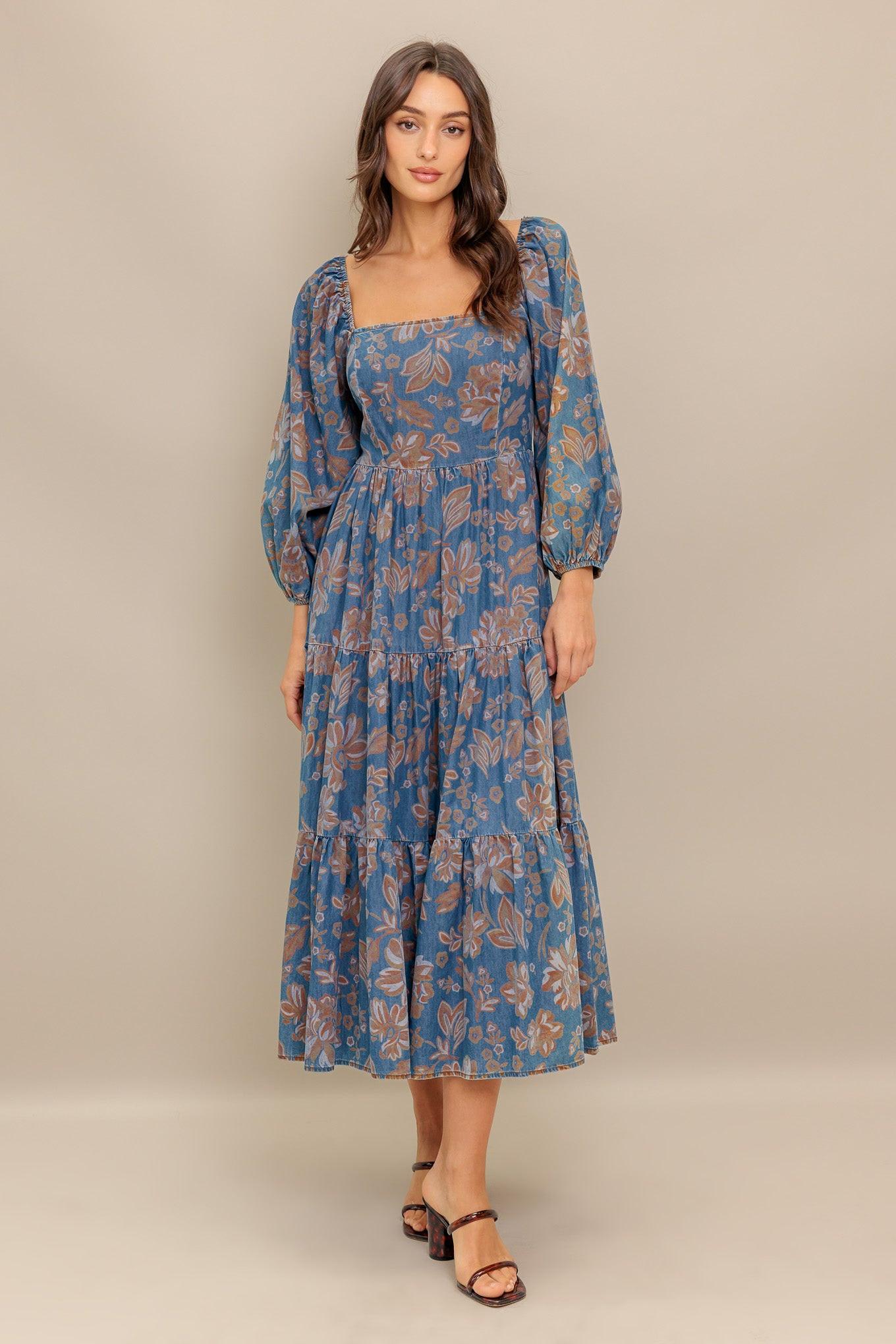CIRCLE OF FRIENDS DENIM MIDI DRESS - Glamourous Grace