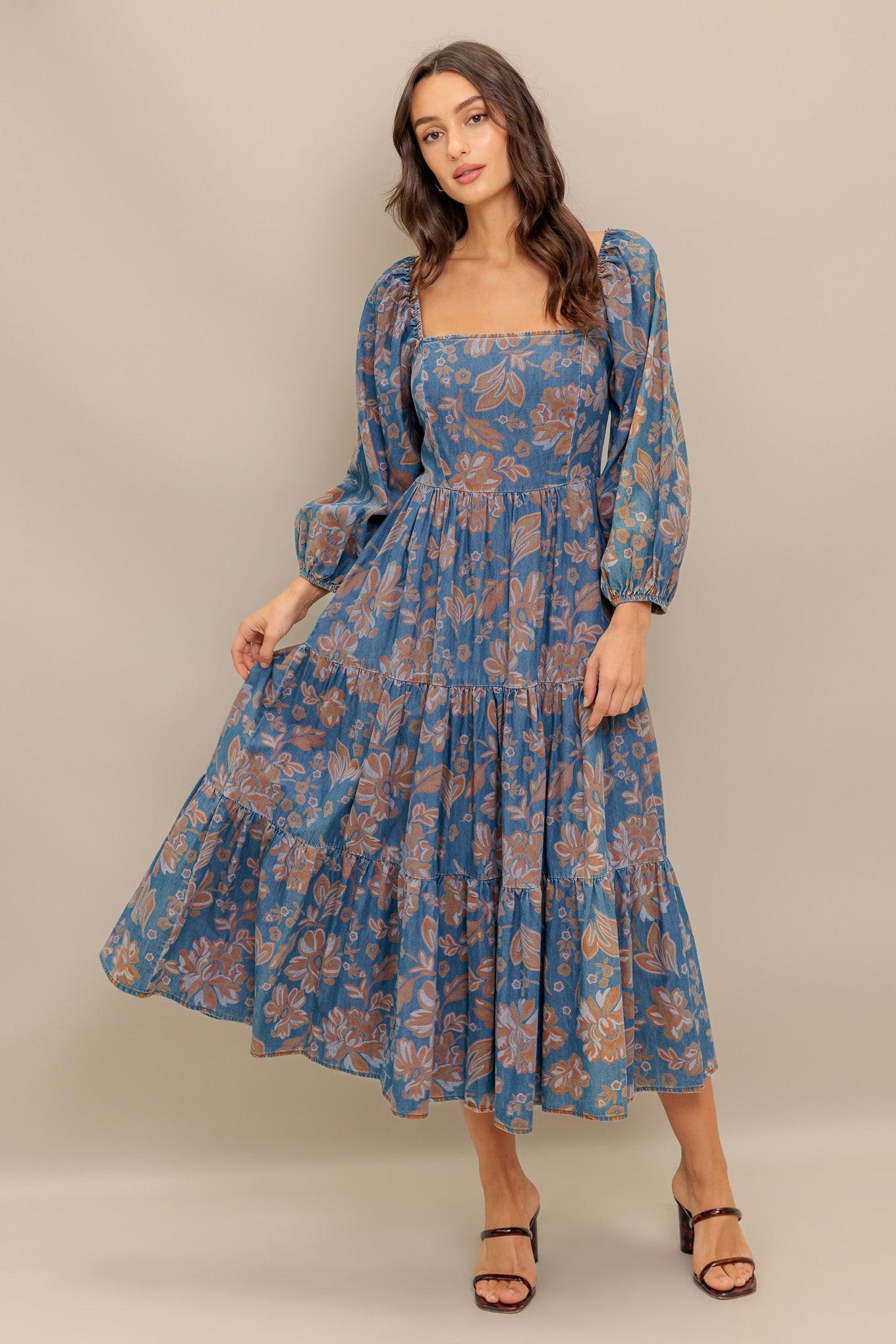 CIRCLE OF FRIENDS DENIM MIDI DRESS - Glamourous Grace
