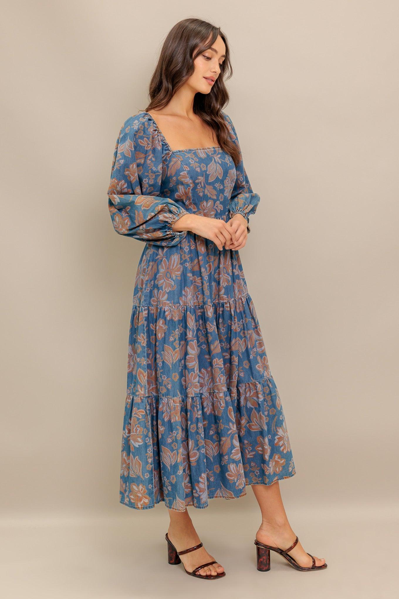 CIRCLE OF FRIENDS DENIM MIDI DRESS - Glamourous Grace