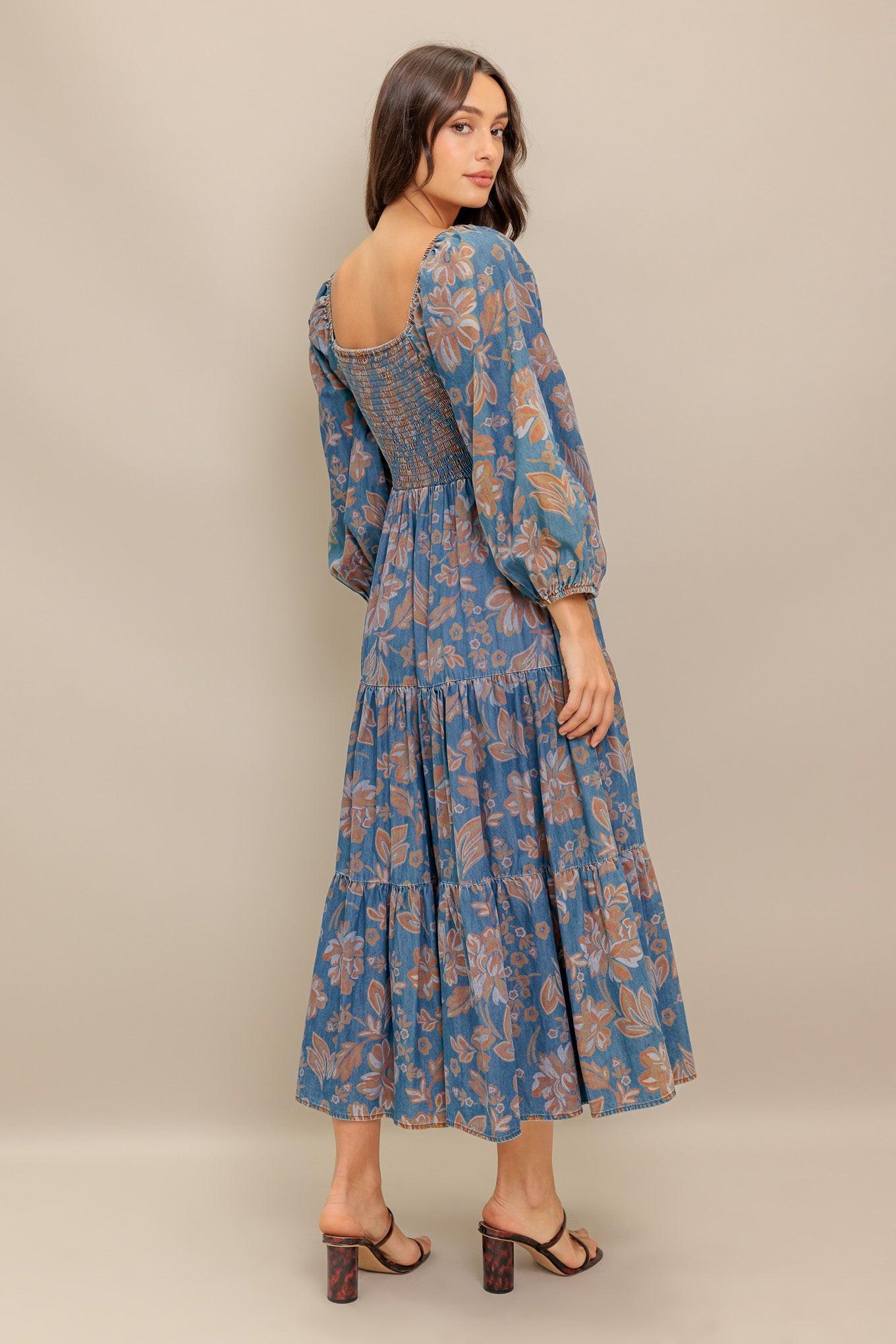 CIRCLE OF FRIENDS DENIM MIDI DRESS - Glamourous Grace