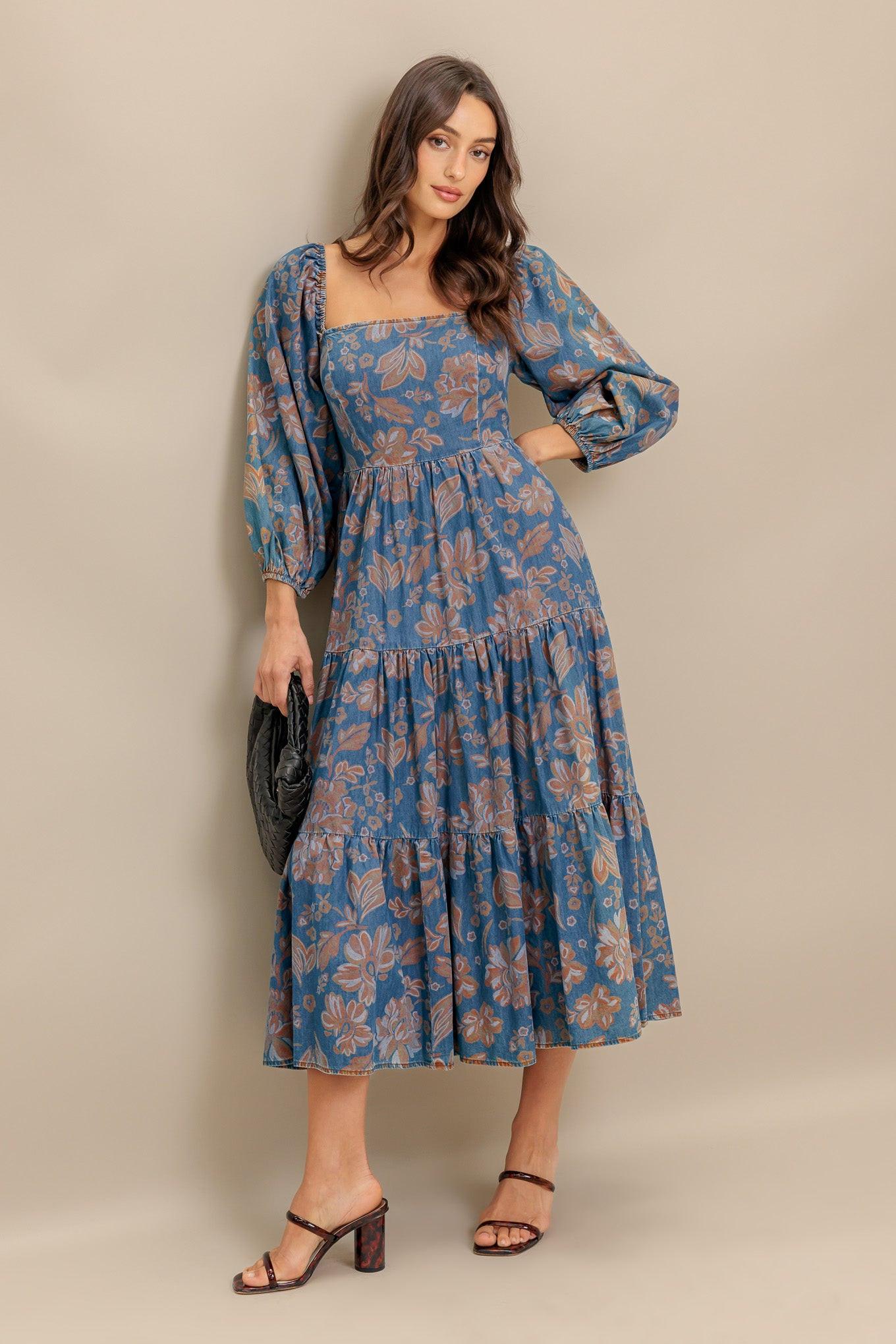 CIRCLE OF FRIENDS DENIM MIDI DRESS - Glamourous Grace