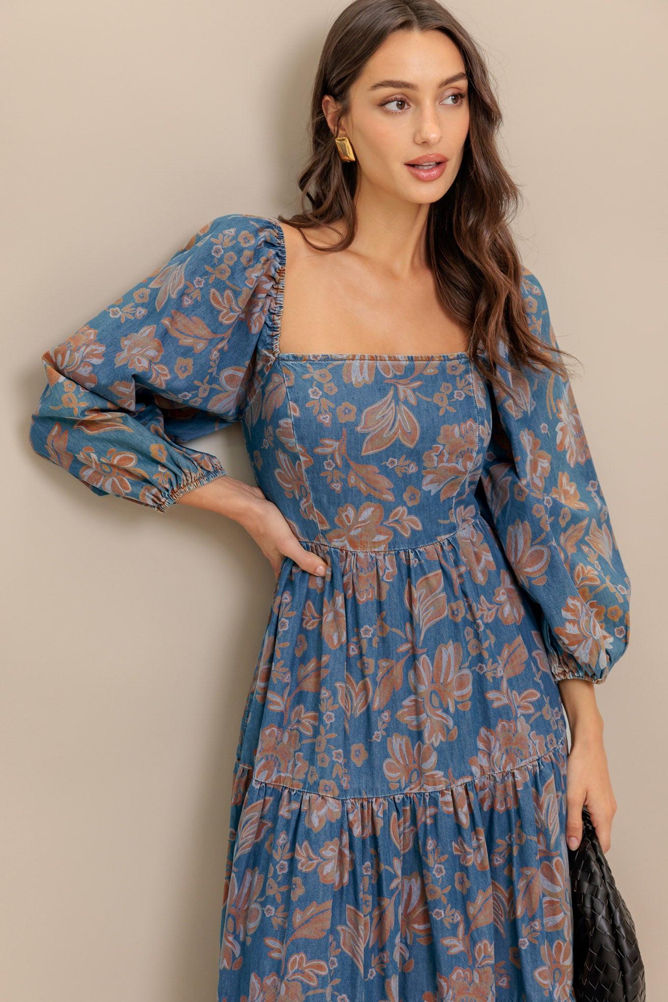 CIRCLE OF FRIENDS DENIM MIDI DRESS - Glamourous Grace