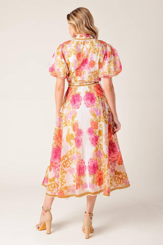 GARDEN TAPESTRY IVORY FLORAL WOVEN MIDI DRESS - Glamourous Grace