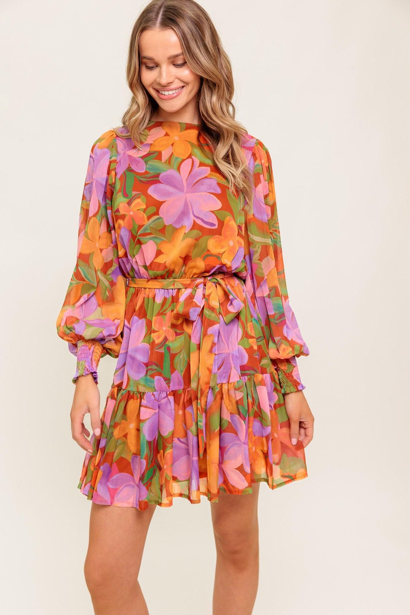 MUTED GARDEN WOVEN MINI DRESS - Glamourous Grace