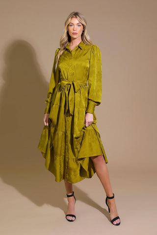 TOTAL APPEAL WOVEN JACQUARD MIDI DRESS - Glamourous Grace