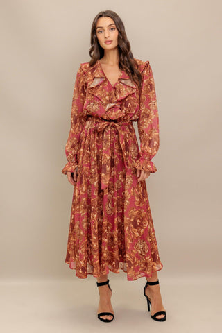 AUTUMN SONATA WOVEN MIDI DRESS - Glamourous Grace