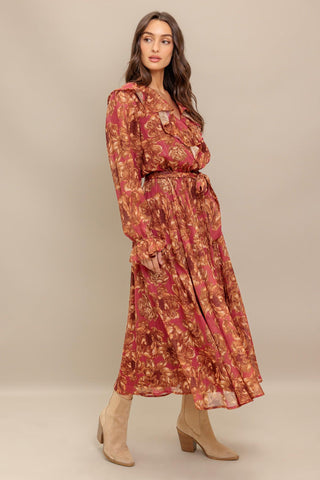 AUTUMN SONATA WOVEN MIDI DRESS - Glamourous Grace