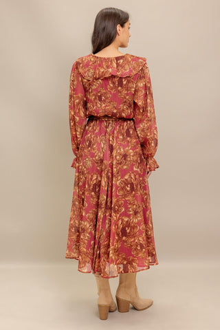 AUTUMN SONATA WOVEN MIDI DRESS - Glamourous Grace