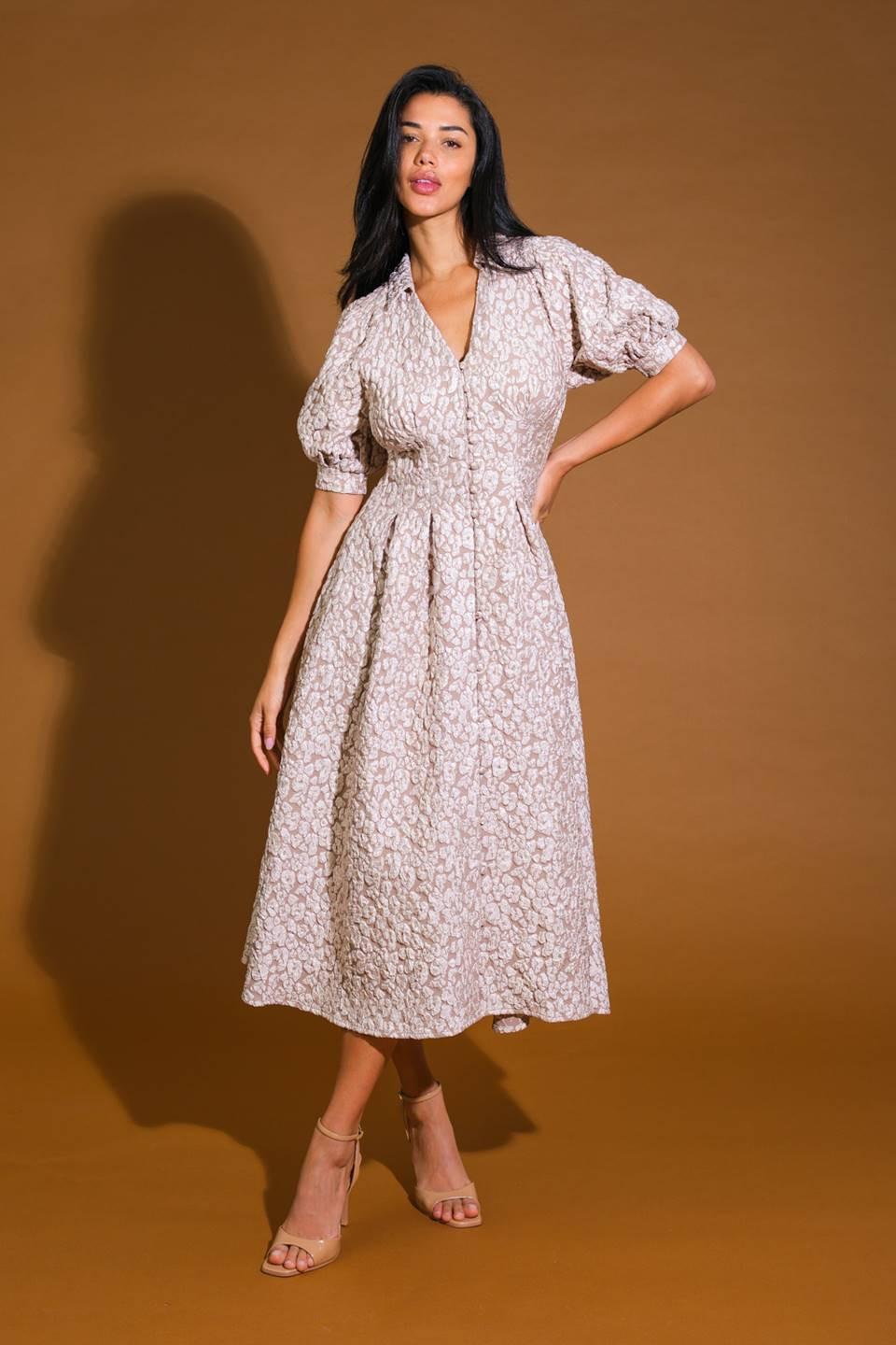 PERFECT VISION WOVEN MIDI DRESS - Glamourous Grace
