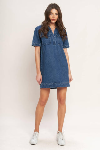BLUE CANVAS DENIM MINI DRESS - Glamourous Grace