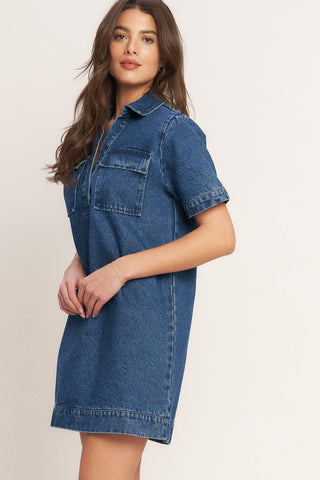 BLUE CANVAS DENIM MINI DRESS - Glamourous Grace