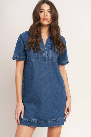 BLUE CANVAS DENIM MINI DRESS - Glamourous Grace