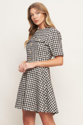 ELEGANT CHECK TWEED MINI DRESS - Glamourous Grace