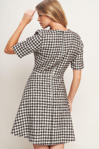 ELEGANT CHECK TWEED MINI DRESS - Glamourous Grace