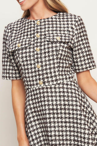 ELEGANT CHECK TWEED MINI DRESS - Glamourous Grace