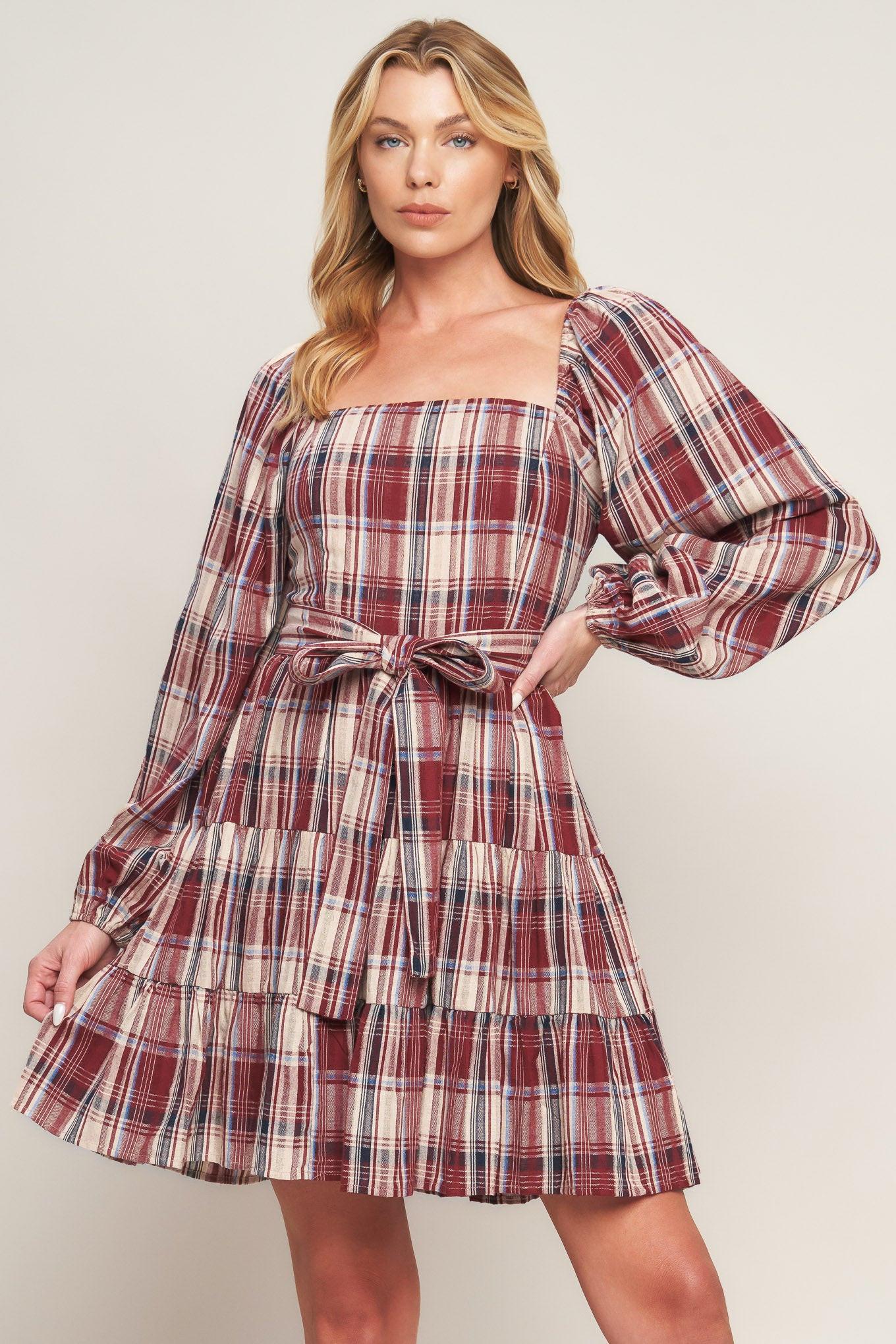 HONEY HUG PLAID MINI DRESS - Glamourous Grace