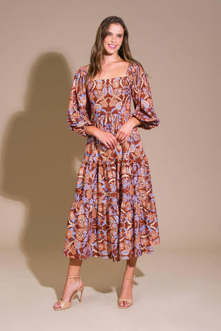 KEEPPING TABS WOVEN MIDI DRESS - Glamourous Grace