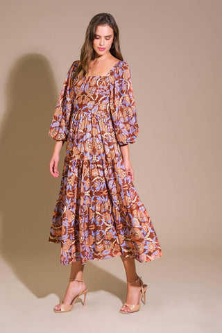 KEEPPING TABS WOVEN MIDI DRESS - Glamourous Grace