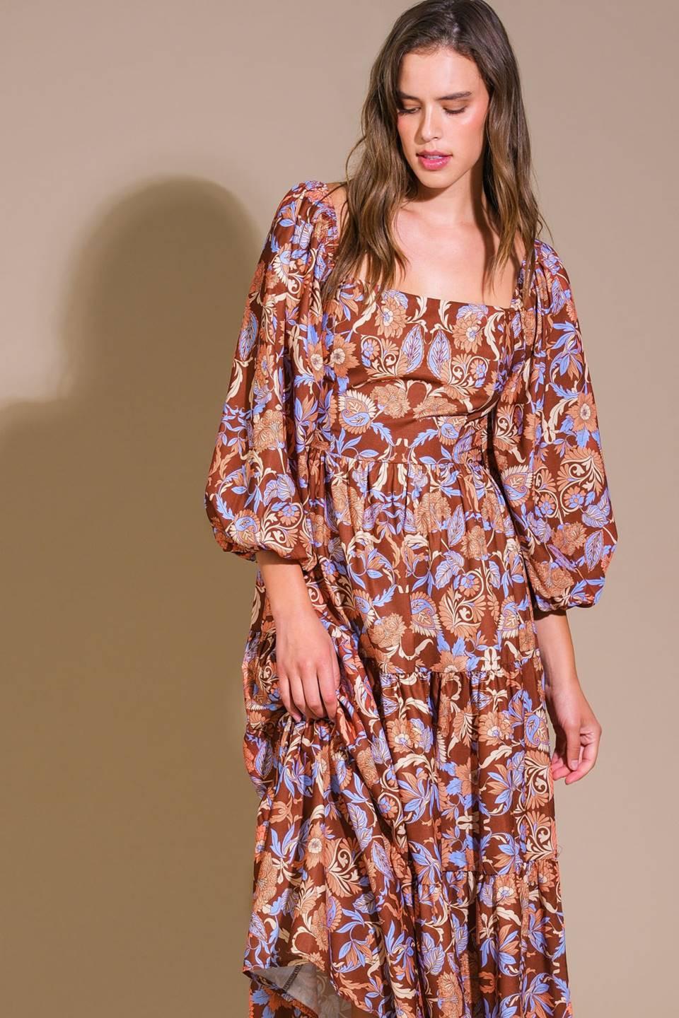 KEEPPING TABS WOVEN MIDI DRESS - Glamourous Grace