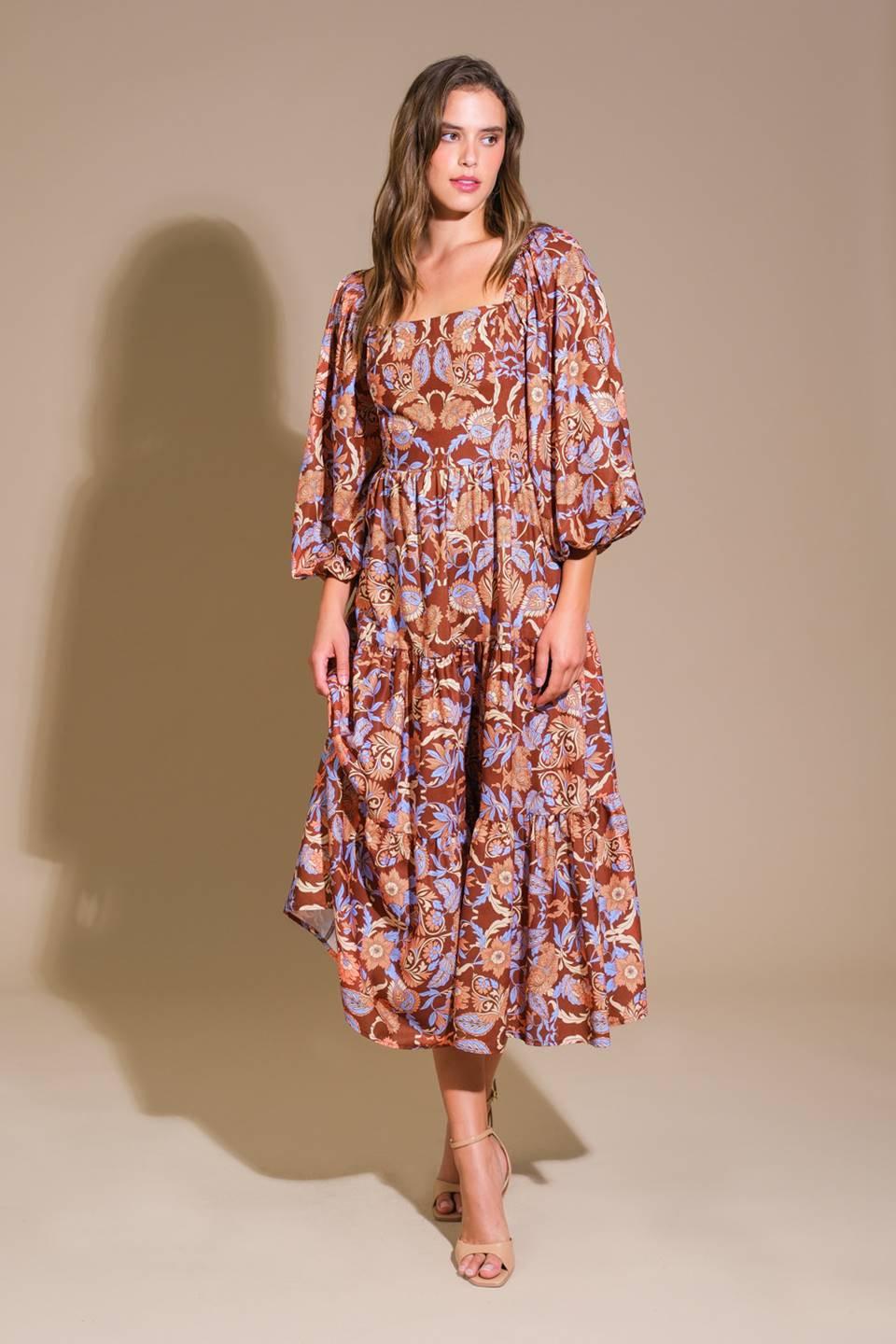 KEEPPING TABS WOVEN MIDI DRESS - Glamourous Grace